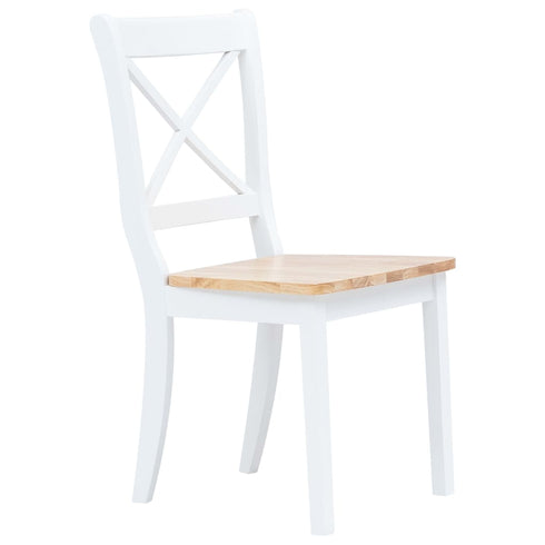 Maison Madeleine -  5 Piece Dining Set Solid Rubber Wood White and Brown